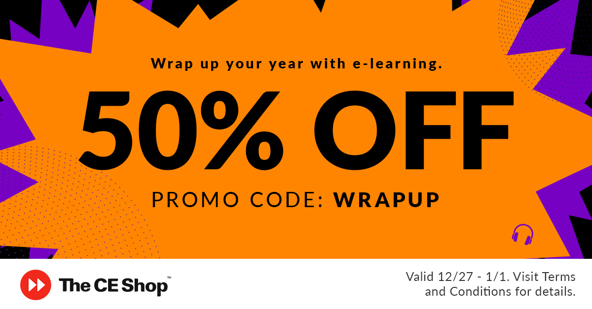 50% OFF Courses in The CE Shop thru January 1st