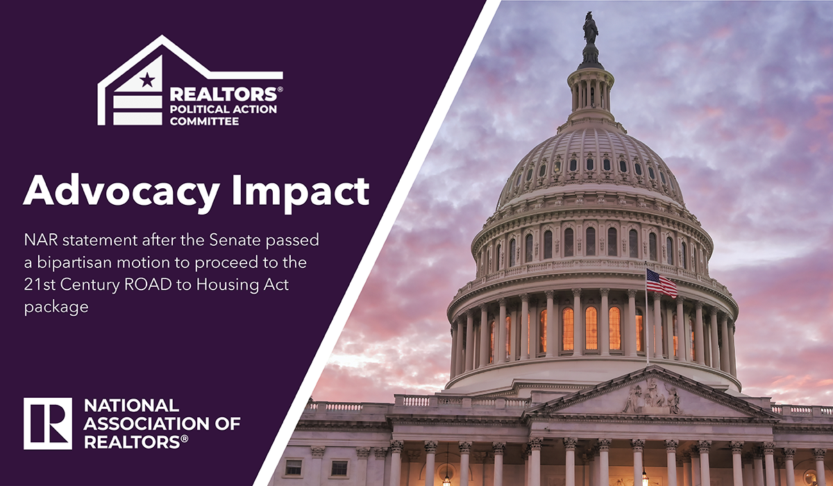 NAR Applauds Senate Advancement of Bipartisan 21st Century ROAD to Housing Act