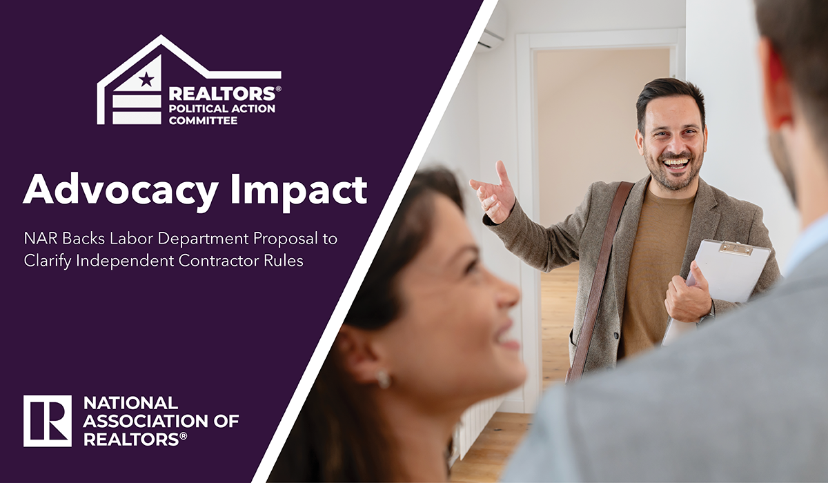 NAR Backs Labor Department Proposal to Clarify Independent Contractor Rules