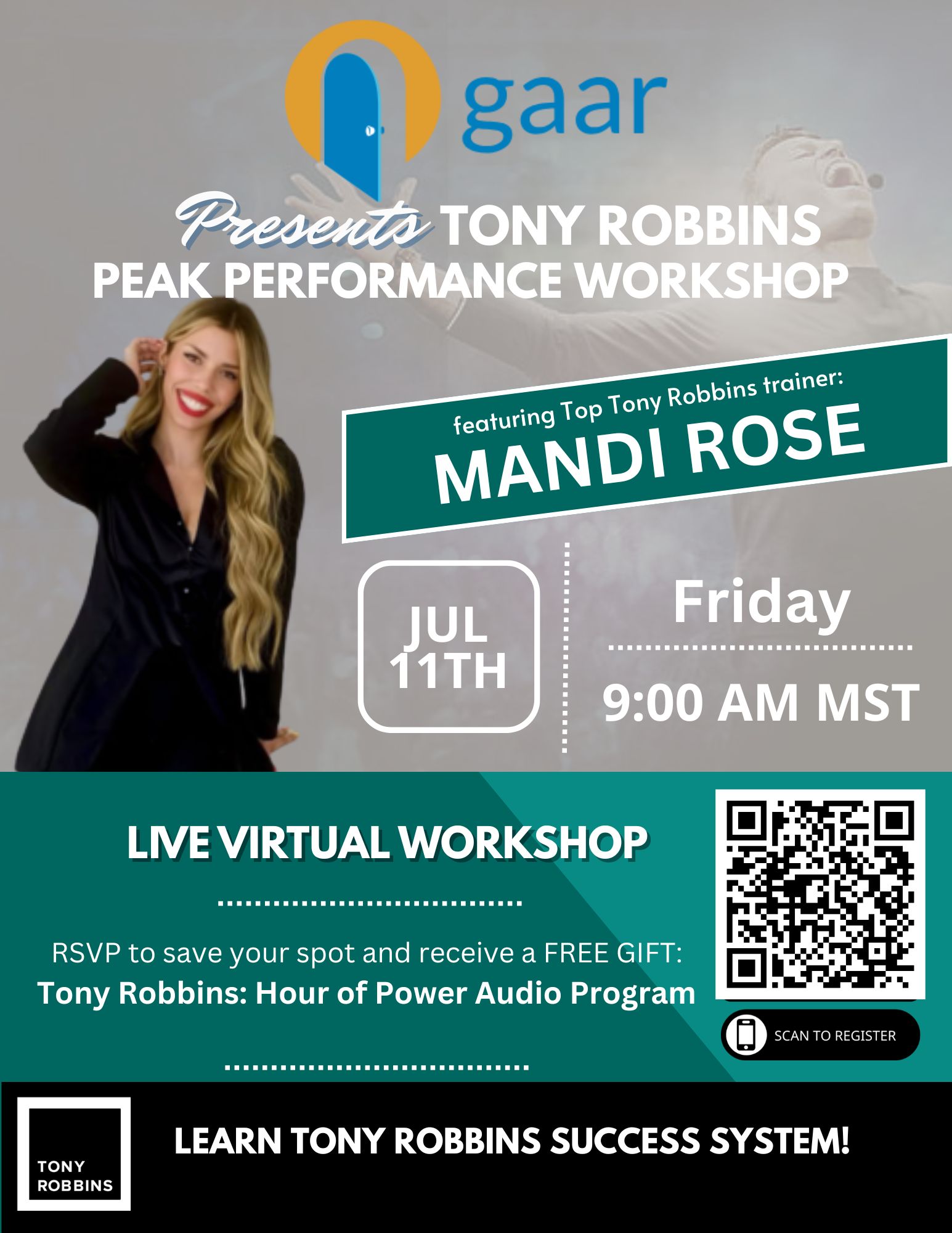Free Tony Robbins Peak Performance Workshop with Trainer Mandi Rose