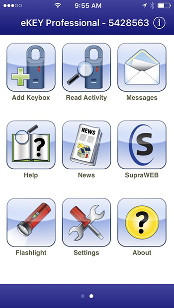 Screenshot: Supra eKEY app