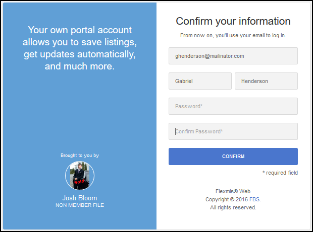 Flexmls portal password confirmatin