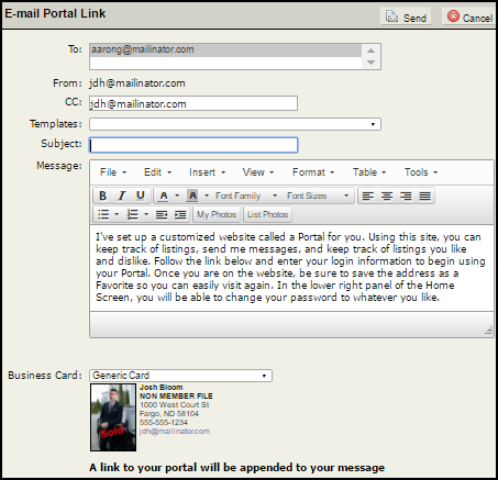 Flexmls portal invitation message