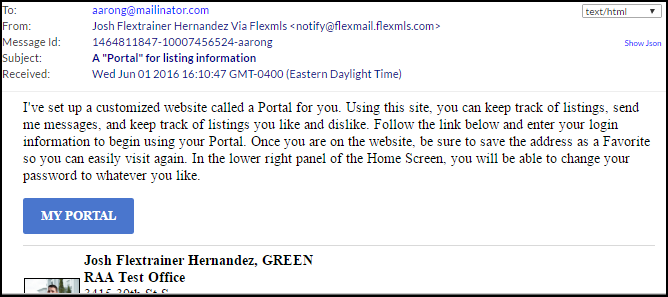 Portal invitation e-mail