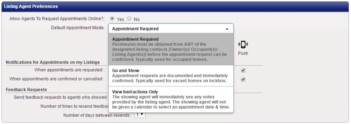 ShowingTime: Listing Agent Preferences